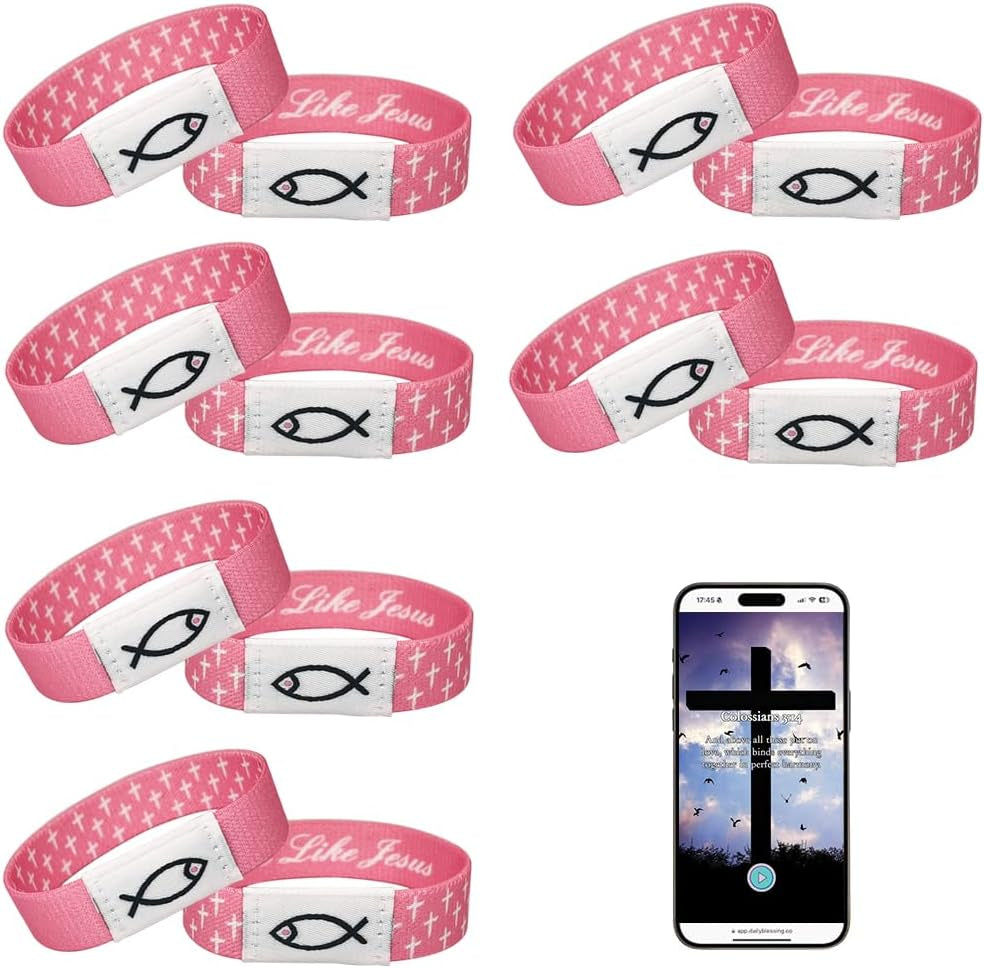 ✝ 6-Piece Bible Verse NFC Bracelets Elastic Christian Scripture Wristbands Faith Gifts for Women Men