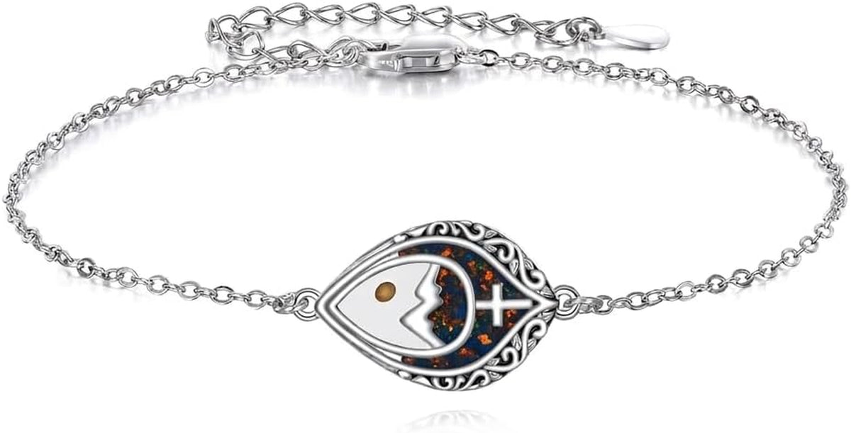 Women's Mustard Seed Cross Bracelet Sterling Silver Black Onyx Christian Faith Jewelry Gift for Mom