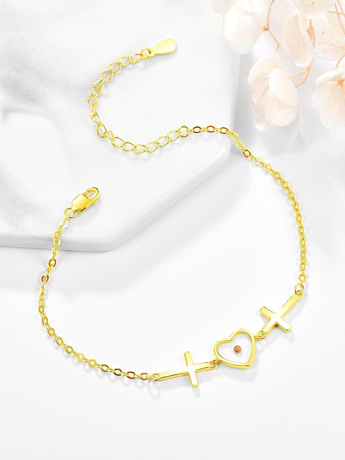 ✝ 925 Sterling Silver Mustard Seed Cross Bracelet for Women Christian Faith Religious Jewelry Gift