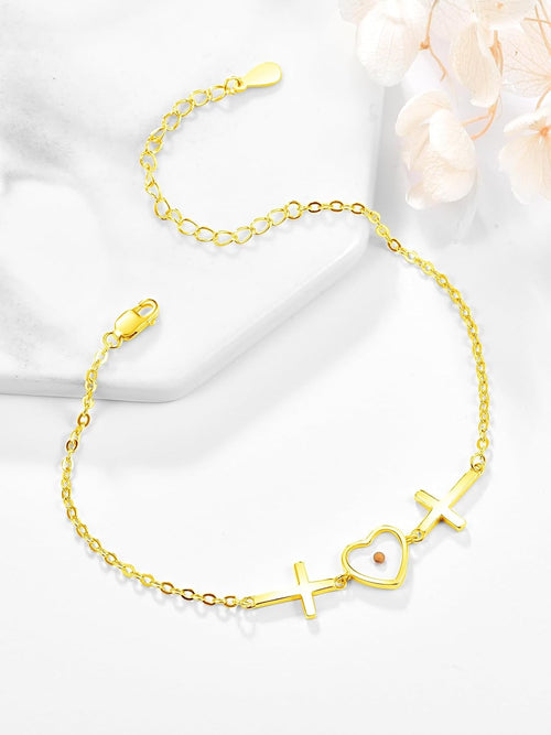 ✝ 925 Sterling Silver Mustard Seed Cross Bracelet for Women Christian Faith Religious Jewelry Gift