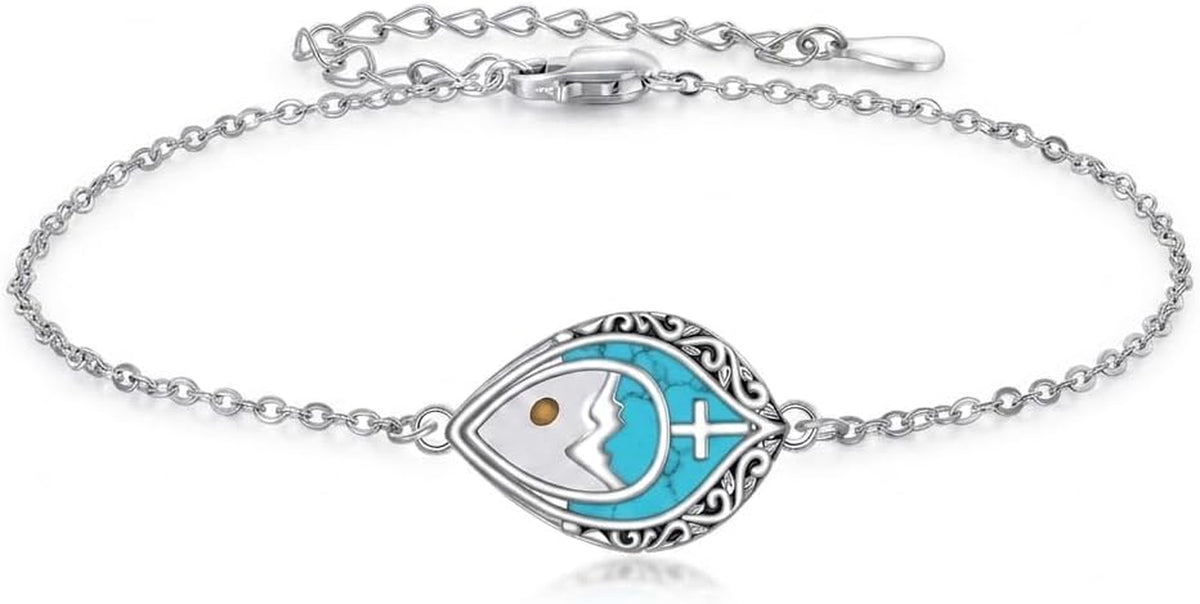 Women's Mustard Seed Cross Bracelet Sterling Silver Black Onyx Christian Faith Jewelry Gift for Mom