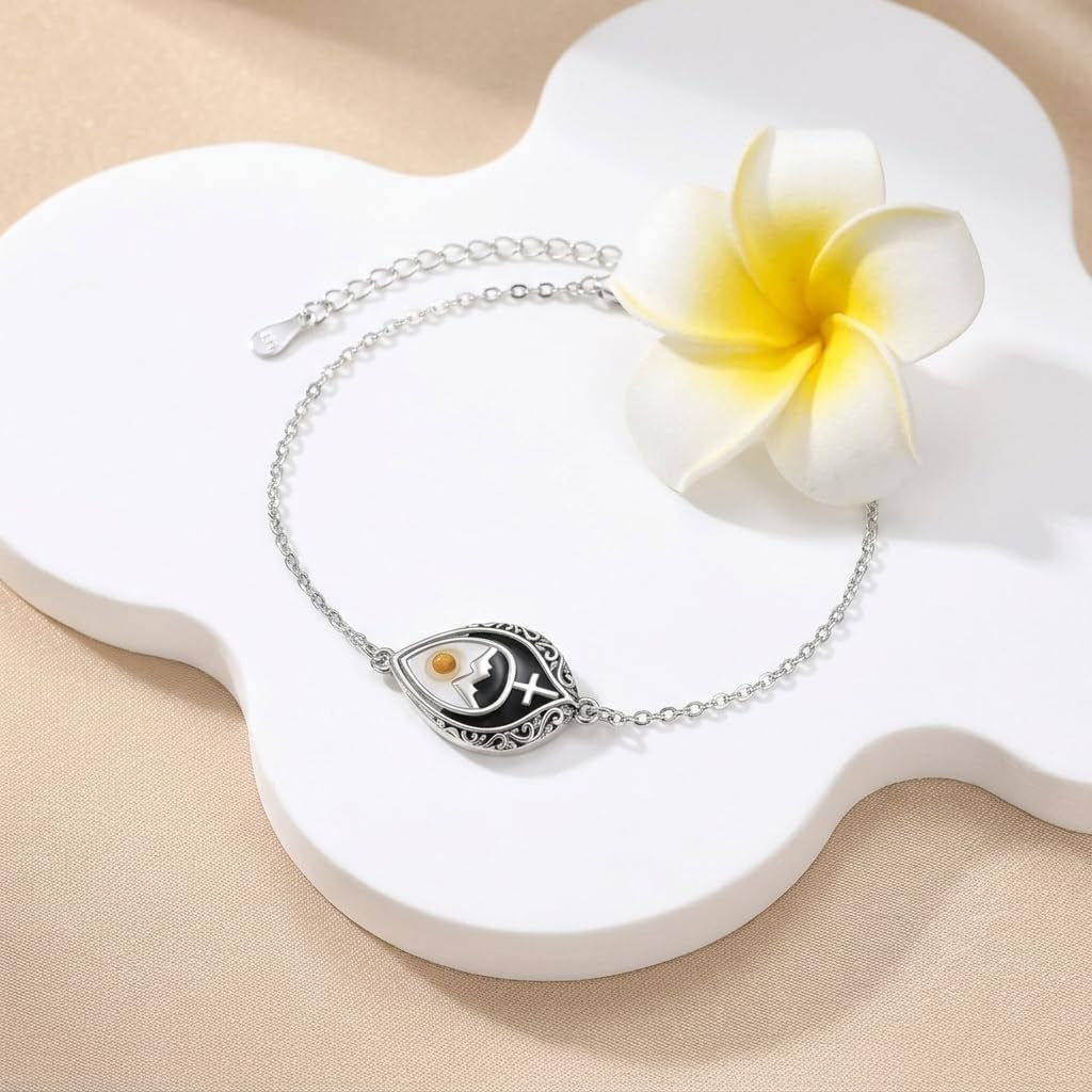 Women's Mustard Seed Cross Bracelet Sterling Silver Black Onyx Christian Faith Jewelry Gift for Mom
