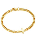 ✝ Men's Gold Cross Bracelet Cuban Link Christian Faith Stainless Steel Religious Jewelry Gift