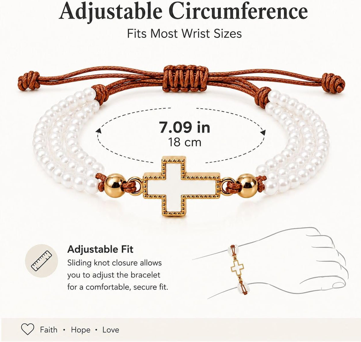 Saint Dymphna Catholic Pearl Cross Bracelet for Women Faith Religious Jewelry Gift