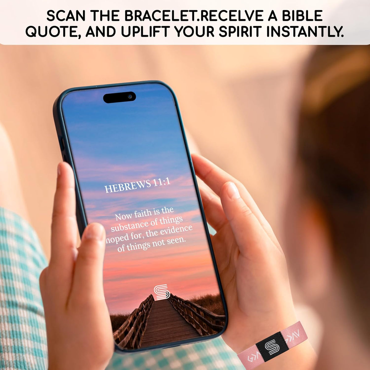 Daily Bible Verse Bracelet for Teens Scan to Read Scripture Christian Faith Wristband Gift for Boys Girls