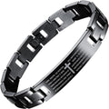 ✝ Spanish English Lord's Prayer Cross Bracelet for Men, Christian Bible Scripture Faith Jewelry