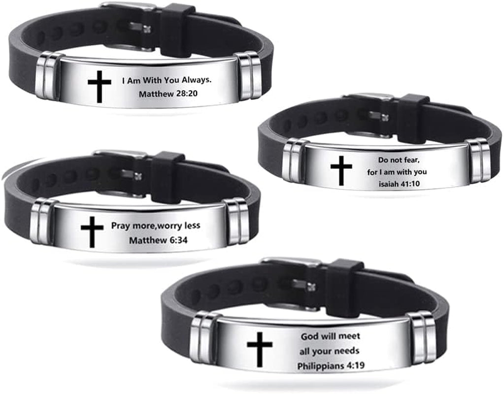 Men's Isaiah 41:10 Cross Leather Bracelet Stainless Steel Christian Bible Verse Faith Religious Jewelry Gift Women