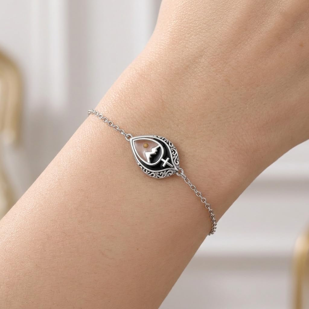 Women's Mustard Seed Cross Bracelet Sterling Silver Black Onyx Christian Faith Jewelry Gift for Mom