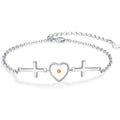 Women's 925 Sterling Silver Heart Mustard Seed Cross Bracelet Christian Faith Jewelry Inspirational Religious Gift