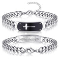 ✝ Men's Cross Cuban Link Bracelet Christian Faith Stainless Steel Baptism Communion Gift for Him