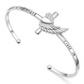 Angel Wing Memorial Bracelet 925 Sterling Silver Christian Cuff A Piece of My Heart Lives in Heaven Gift