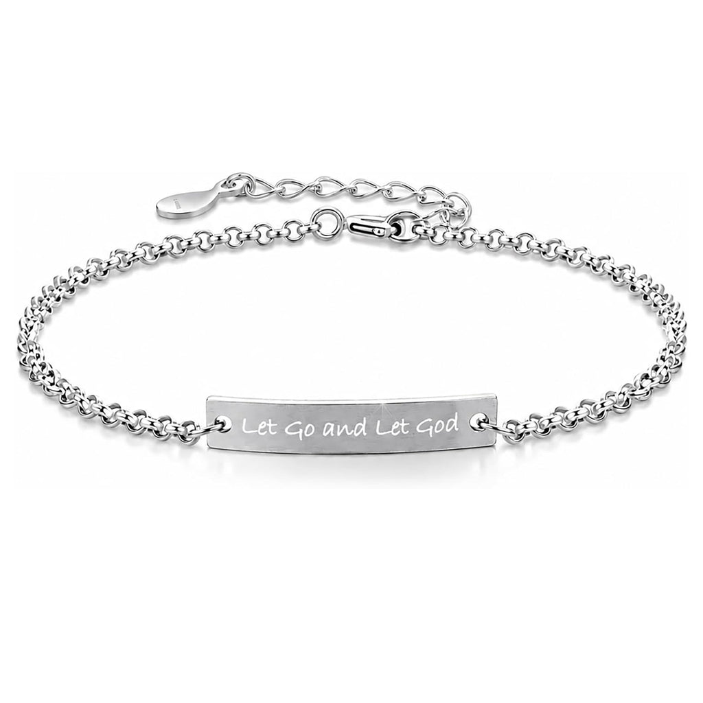 ✝ Women's Let Go and Let God Bracelet 925 Sterling Silver Christian Faith Inspirational Jewelry Gift Daughter Sister Friend
